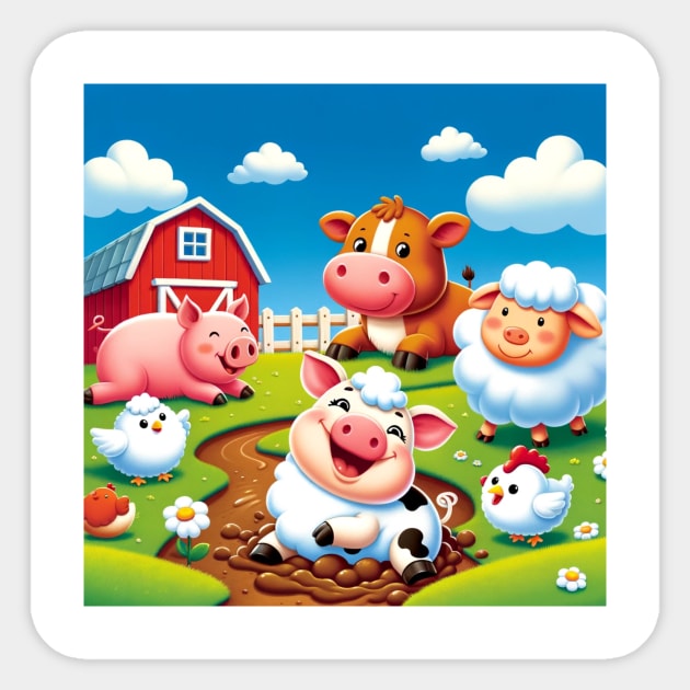 Joyful Farm Friends Sticker by simonebonato99@gmail.com